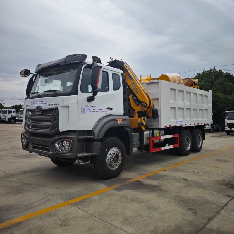 HOWO 6x4 400HP Dump Truck with XCMG 10 Ton 5 Section Folding Boom Crane